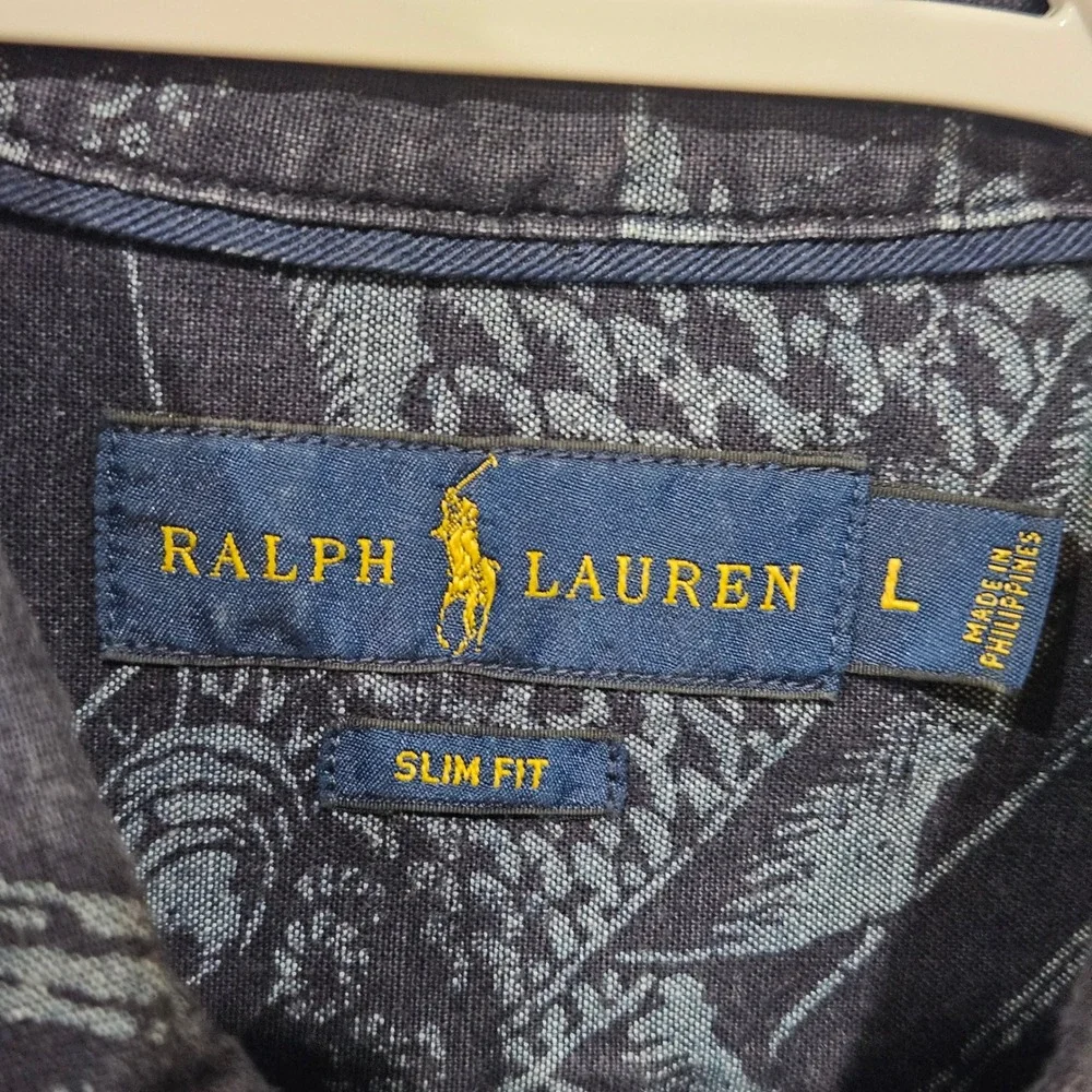 Polo Ralph Lauren Mens Slim Fit Koi Fish Print Short Sleeve Button Down Shirt L